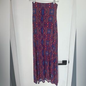 LuLaRoe Red and Blue Patterned Skirt